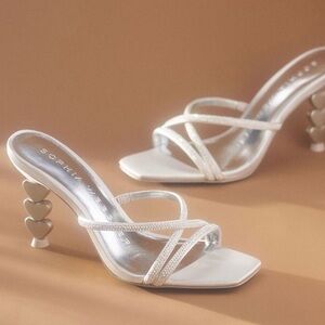 Sophia Webster Aphrodite Embellished Satin Mid Heel Mules in White Size 6